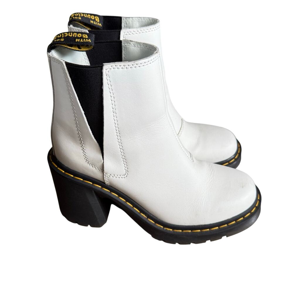 Dr Martens Spence White Heeled Chelsea Boot Women's‎ Size 7 Chunky Block Heel